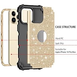 LONTECT for iPhone 14 Pro Max Case Glitter Sparkly