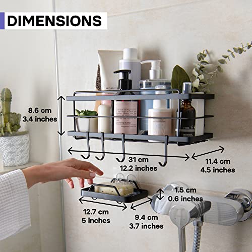 KINCMAX Shower Caddy Basket Shelf & Soap Dish Adhesive DrillFree