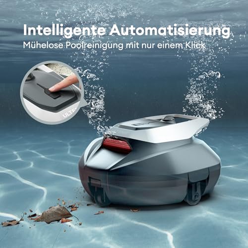 Ultenic Pooleco 10 Pool Robots, Pool Robot Battery with Dual Motors, 90 Min Running Time, 80 m² Cleaning Area, Automatic Parking, Suitable for Various Swimming Pools