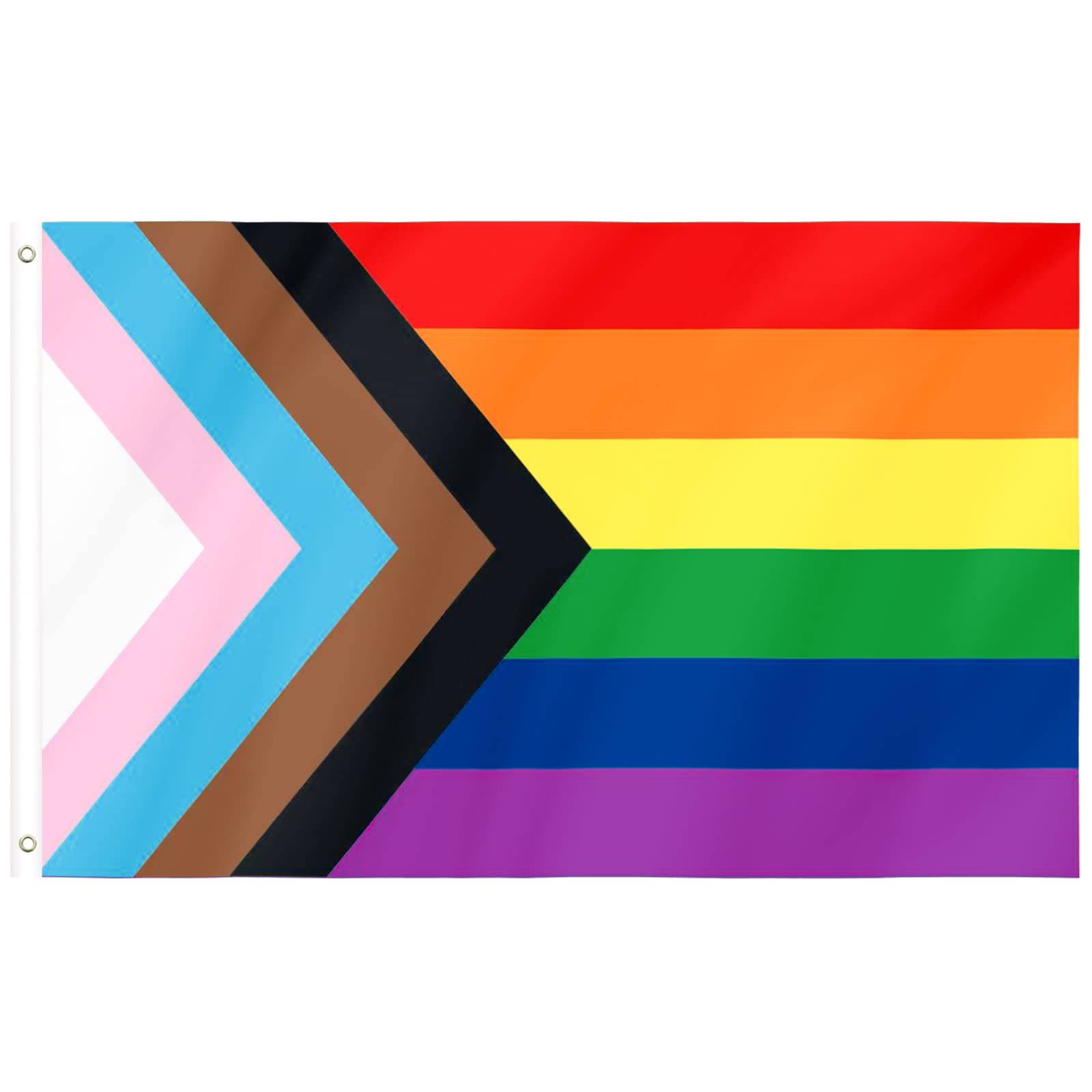 Photo 1 of Progress Pride Flag 3x5Fts - LGBT Community Support Gay Pride Rainbow Banner Perfect for Showing Your Pride Community Support - UV Resistant, Bright Vivid Colors
