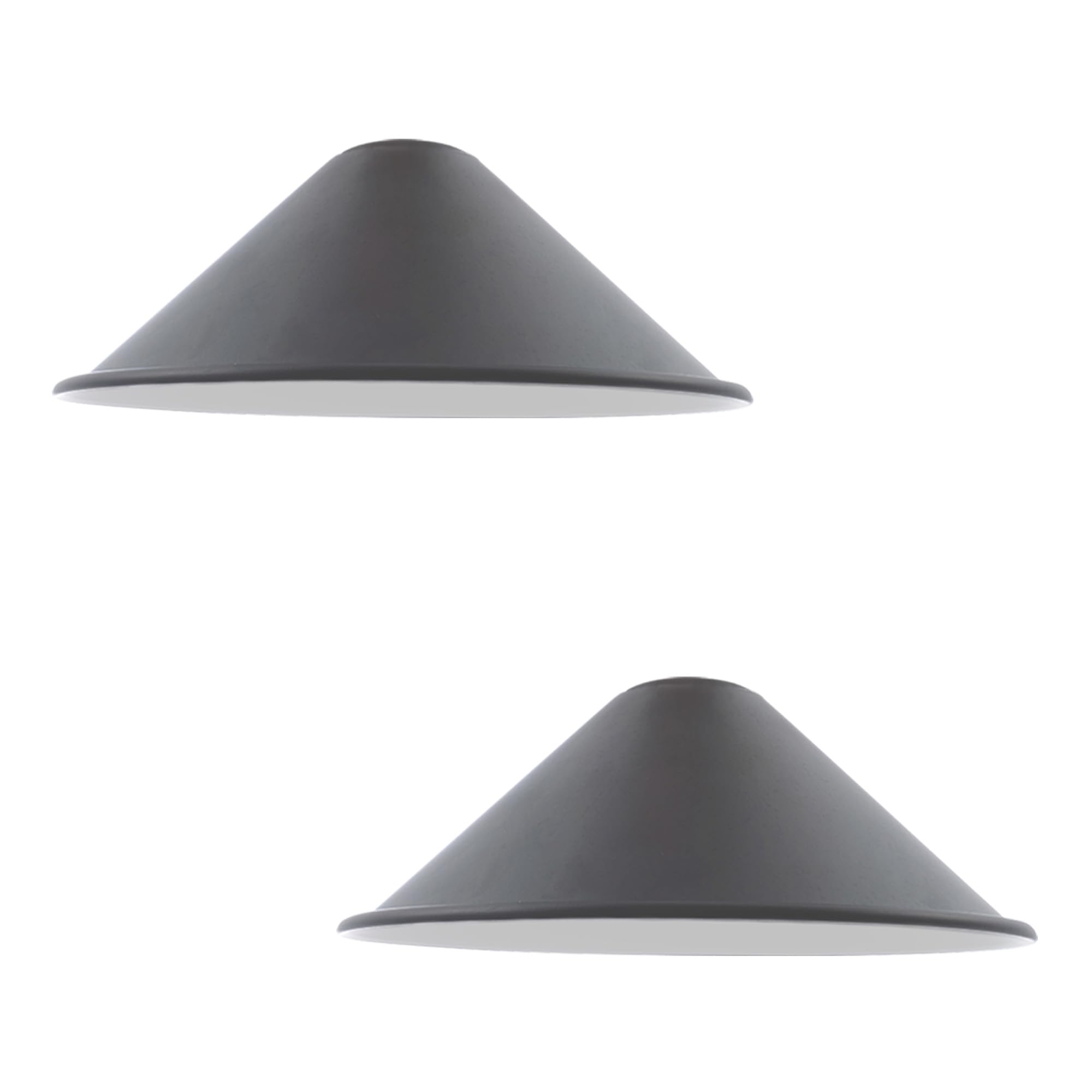 DCVOLTAGE 2 Pack Modern Ceiling Lamp Shade Grey Metal Cone Shape Pendant Light E27 Base Hanging Light Fixture for Bedroom Hallway Office Café Restaurant