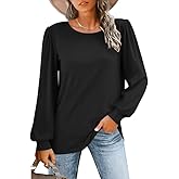 Misakia Womens Long Sleeve Shirts Basic Tee Fall Trendy Spring Top Dressy Casual Crew Neck Work Tunic 2025 Fashion Outfits