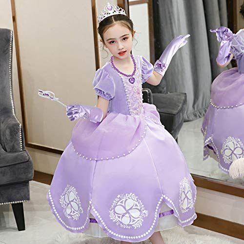 3 otters Princess Dress Up, Princess Costume Accessories Childrens Crown Magic Wand Gloves Necklace Earring Set Party Dress Up Girl Gift Purple 6PCS