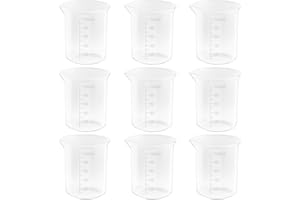 9 Pack 100ml Plastic Beakers - Graduated Lab Measuring Cups Shatterproof for Science Experiments, Classroom, Crafts & Kitchen