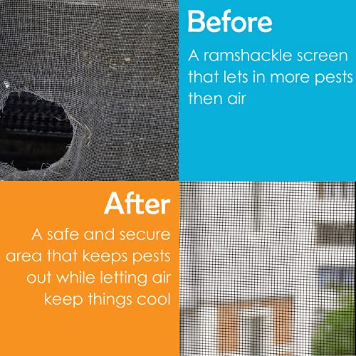 Houseables Fiberglass Window Screen Roll, Replacement Mesh, 36” x 100’, Black, Repair Kit