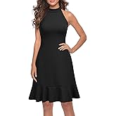 WOOSEA Womens Cocktail Prom Dress Sleeveless Halter Neck Evening Party Short Homecoming Dresses