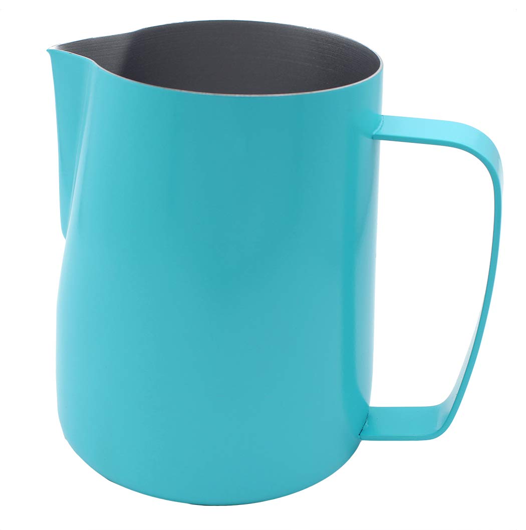 XIAOYU Non-Stick Stainless Steel Milk Steaming & Frothing Pitcher, Matte Finish, Green, 20 oz/600ml