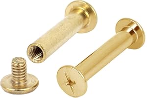 INCREWAY Phillips Screws, 30 Sets 5mm X 25mm Copper Plated Chicago Binding Screws Round Cross Head Stud Screw Posts Nail Docking Rivet Chicago Button, Brass Tone