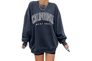 Langwyqu Women's Oversized Sweatshirt Los Angeles California Crewneck Long Sleeve Casual Loose Pullover Tops