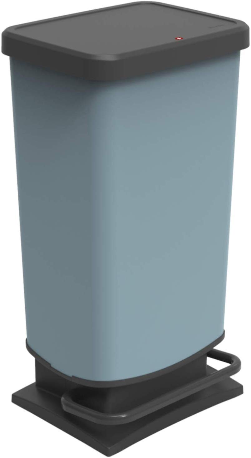 Rotho Paso Dustbin 40l with pedal and lid, Plastic (PP) BPA-free, blue, 40l (35,3 x 29,5 x 67,6 cm)