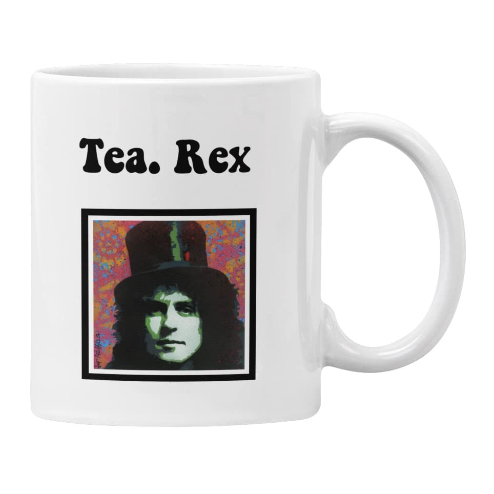 Tea Rex Marc Bolan T. Rex Mug Funny Gift for Him or Her (White)