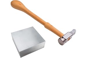BENCH WIZARD ToolUSA Premium 2" Steel Block & 10" Chasing Hammer Kit | Hardened & Polished for Jewelry Crafting | Essential Workbench Tool Set