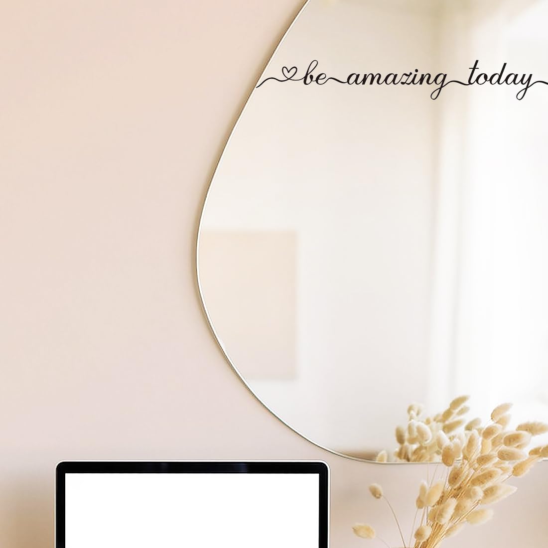 PLIGREAT 2 Sheets Vinyl Mirror Decals Be Amazing Today Quotes Wall Stickers for Woman Bedroom Bathroom Dressing Room Vanity Mirror Decor DIY Home Indoor Wall Art Decor Car Glass Window Stickers