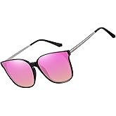 HAOLOTA Polarized Sunglasses for Women UV Protection Oversized Cat Eye Lightweight Trendy Shades