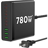 USB C Charger Block, 780W 10 Port Charging Station USB Charger Block Double 120W Gan Laptop Fast Charging Compatible with MacBook Air/Pro, iPhone, iPad, Dell XPS, Samsung Galaxy Note