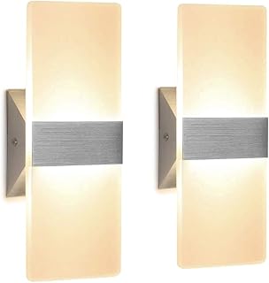 2 Stücke Wandleuchte LED Innen 12W Wandlampe Acryl Wandbeleuchtung Modern für Wohnzimmer Schlafzimmer Treppenhaus Flur | Warmweiß