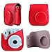 MoroTek 12 in 1 Fujifilm Instax Mini 8/8+ or Instax Mini 9 Accessories Bundles include Case/Album/Strap/3 Styles Frames/Selfie Lens/Filters /Stickers/Pen (Red)