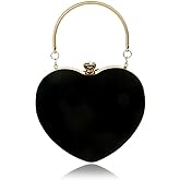 Womens Velour Heart Clutch Bag Vintage Shoulder Handbag Ladies Elegant Purse for Wedding Evening