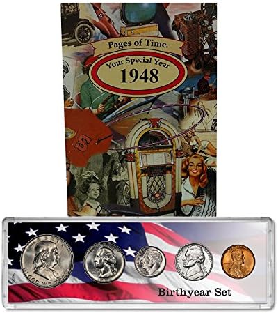 1948 Year Coin Set & Greeting Card : 70th Birthday Gift - Birthyear Set