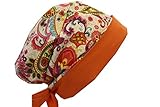 Surgical Scrub Hat Cap Purple Orange Yellow Blue Pink Damask Pixie