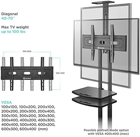 onkron mobile tv stand tv cart with wheels 2 av shelves for 32 65 inch lcd led oled flat panel plasma screens up to 100 lbs black ts1552 amazon sg electronics
