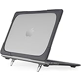 ProCase for MacBook Pro 16 2019 A2141, Heavy Duty Hard Shell Dual Layer Protective Cover with Fold Kickstand -Black