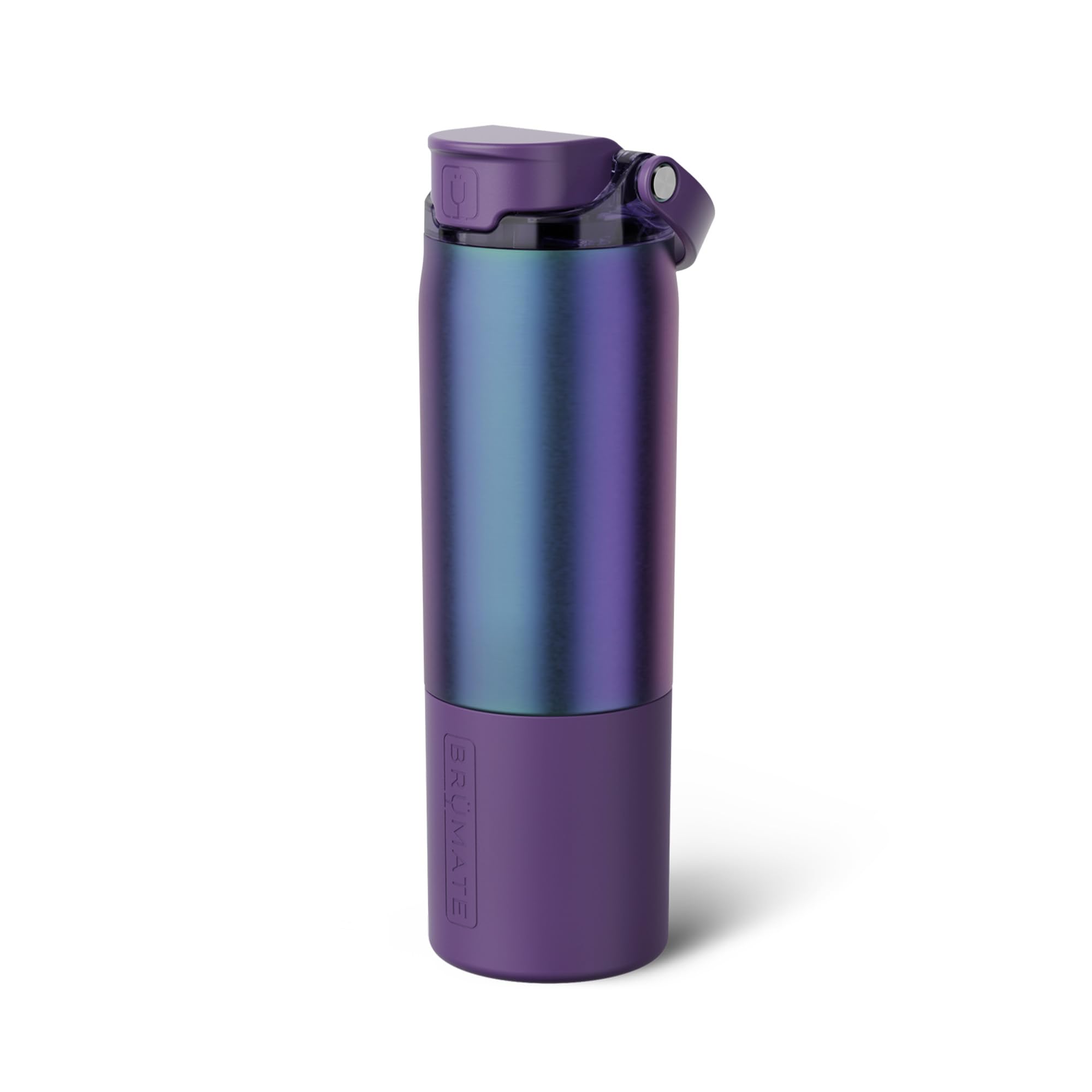 BrüMate Rise 25oz Water Bottle With 100% Leakproof Covered Silicone Straw | Insulated Stainless Steel Water Bottle | Cup-Holder Friendly | Fast Flow | Soft Sip Silicone Spout | BPA-Free (Dark Aura)