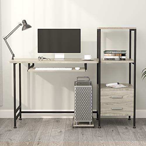 Mecor Computer Desk with 2 Drawers/Keyboard Tray,55" Modern Writing