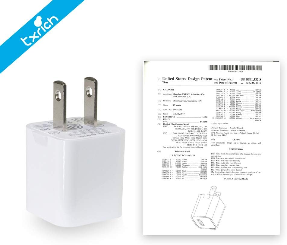 TXRICH USB Wall Charger, 5V/1A 3-Pack (ETL Listed) Charger Brick Base Adapter Charging Block Charger Cube Plug Charger Box.(A-White): Home Audio & Theater