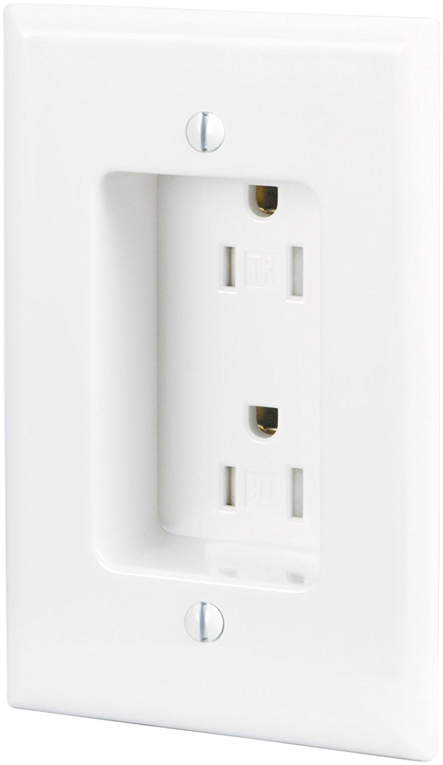 Photo 1 of Eaton TR780W 15-Amp 3-Wire 125-Volt Tamper Resistant Recessed Duplex Receptacle 2-Pole, White