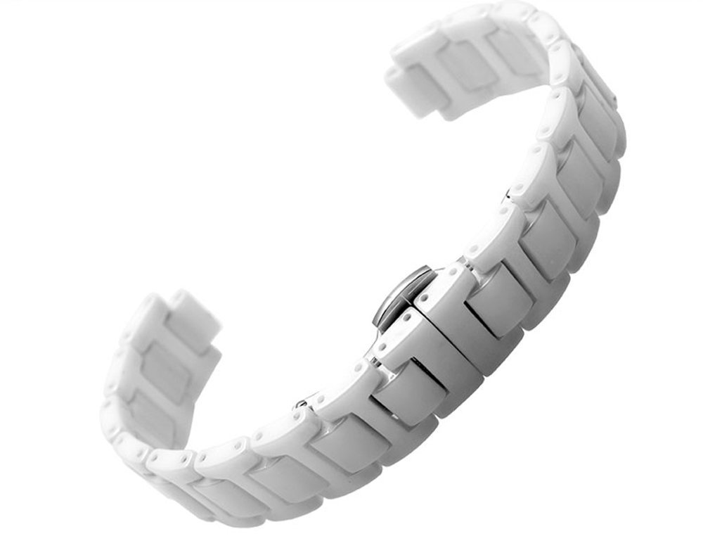 [Richie Strap]20mm Fit for Cartier Blue Balloon Men Watch Strap Band Ceramic Bracelet Black/White Ba