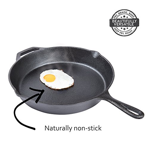 Fresh Australian Kitchen 12" Cast Iron Skillets Nonstick Pre Seasoned Frying Pan Cookware Pan