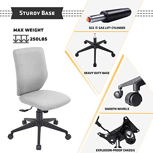 Bowthy Armless Office Chair Ergonomic Computer Task Desk Chair Without