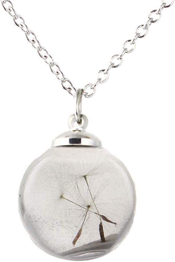 LIGHTBLUE Luminous Necklace Glow in The Dark Dandelion Wish Bottle Pendant Necklace for Woman,Blue and Green Luminous