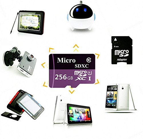 256GB Micro SD SDXC Card High Speed Class 10 Memory SD Card with SD Adapter