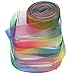 MOLSHINE 50yd x 1 inch Rainbow Organza Ribbon,Shimmer Sheer Iridescent Colors Ribbons,Chiffon Fabric- (Deep Rainbow) (1