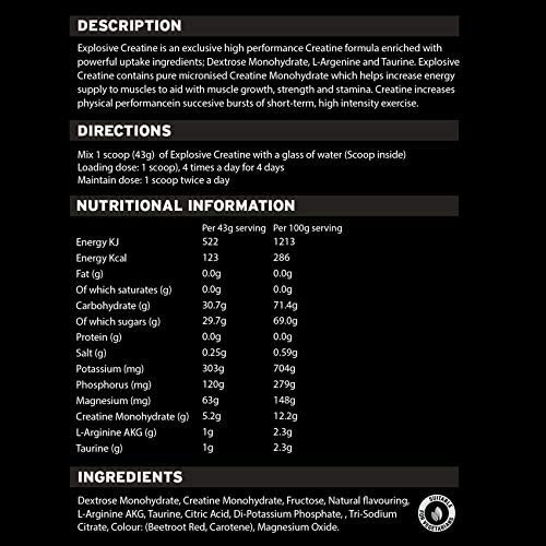 LA Muscle Explosive Creatine, Black Tub, 500 g (Pack of 1) - Image 3