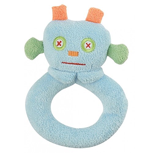 Angel Dear Monster Blankie & Ring Rattle Set. Blue Robot