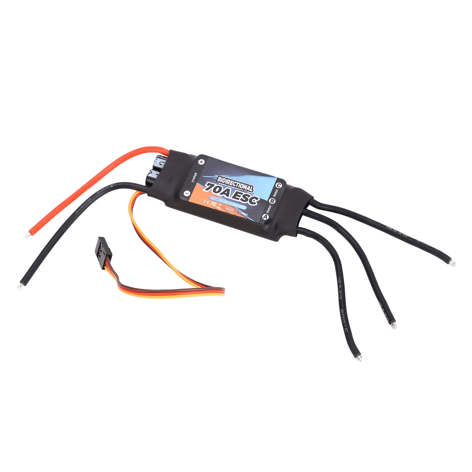 UPALDHOU 70A Bidirectional Brushless ESC, 2‑6S Electric Speed Controller, Multi-ESC for RC Car Boat Underwater Propeller