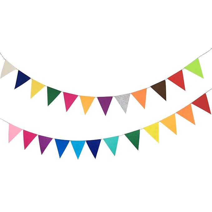 YXJD Filz Wimpelkette Set 24pcs Dekorative Fahnen Girlande für Geburtstag Feier Hochzeit Zimmer Party Deko (Mehrfarbig)