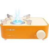 Gas One Butane Fuel Camp Stove &ndash; Crate Series - Mini Stove for Camping, Hiking &ndash; Portable Gas Stove with Spiral Flame &ndash; Even Heat Distribution &ndash; Modern and Easy to Use (Orange)