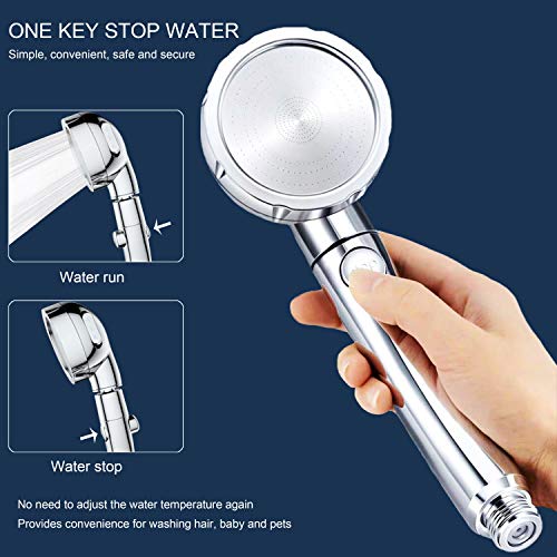Handheld Shower Head with Hose - INAYA Detachable Shower Head with Handheld Spray & ON/OFF Pause Switch & 3 Spray Settings Showerhead with Extra Long Hose - High Pressure & Water Saving Shower Head