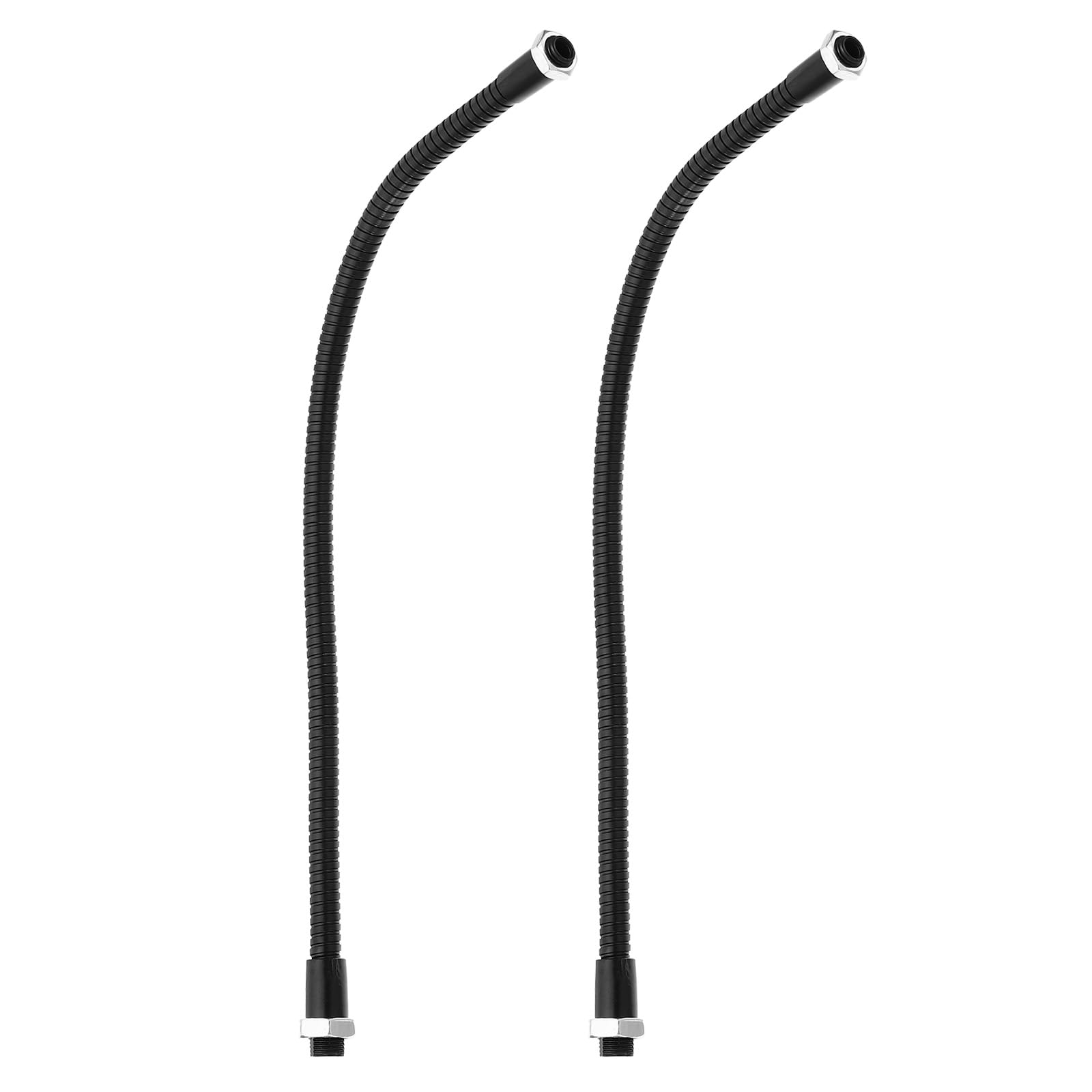 PATIKIL 11.8" Universal Gooseneck Hose, 2 Pcs M10 to M8 Fine Thread Bendable Metal Hose Flexible Arm Soft Tube Extension for Lamp, DIY Equipment, Black