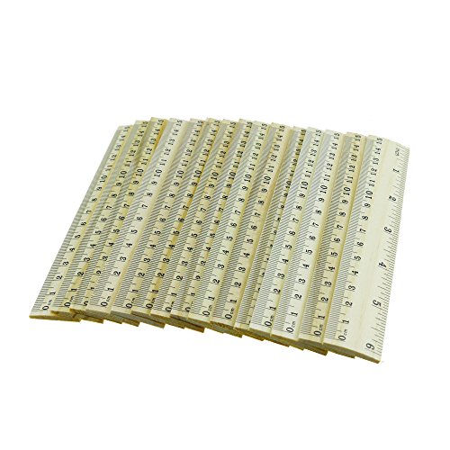 Amersumer 30PCS 12inch/30cm + 6inch/15cm Wooden Student Ruler Wooden School Rulers Office Ruler Measuring Ruler Teaching Ruler, 2 Scale,2 Size. - Thumbnail 2