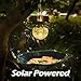 Birdream Solar Bird Feeder for Outside Hanging Wild Birdfeeders Seed Tray Outdoor Solar Powered Garden Light Metal Butterfly Decorative LED Landscape Lighting Waterproof 9.5 Inch Dia for Yard
