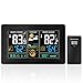 Protmex Wireless Weather Forecast Station PT3378 WWVB Radio Control Alarm Color LCD Display with Temperature Alerts with Outdoor Temperature Humidity Remote Sensor