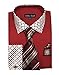 Fortino Landi Mens French Cuff Dress Shirt w/ Polka Dot Contrast Collar & Tie Hanky