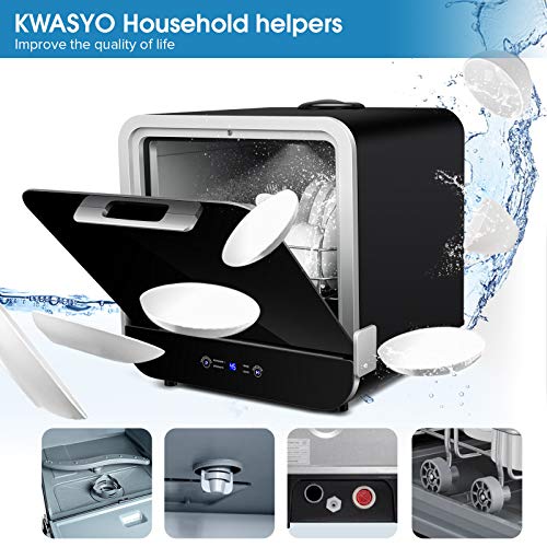 Kwasyo Portable Countertop Dishwasher with Fully Automatic Pumping