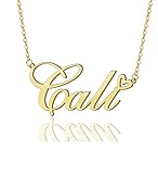 AOLO Cali Heart Name Necklace 18k Gold Plated