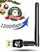 Wsky 1200Mbps Wireless USB WiFi Adapter - Best Dual Band (2.4G/300Mbps+5.8G/867Mbps), USB Laptop Network Adapters, Perfect for Win10/8.1/8/7/XP Mac OS 10.4-10.12 Linux(Kernel 2.6X-4.1X)